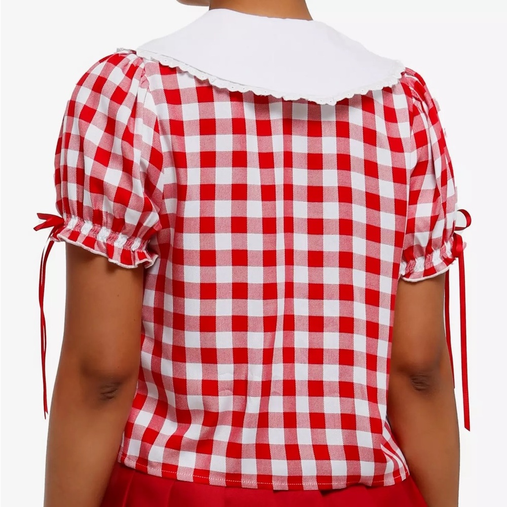 Thorn & Fable Raccoon & Cherries Red Gingham Woven Top Hot Topic - Picture 3 of 4